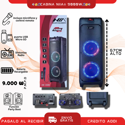 🔊🥳🎵Cabina portátil Premium Niia® 9000w🎵🥳🔊